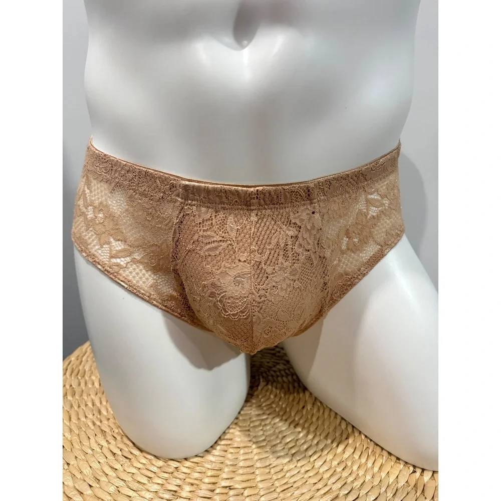 Cosabella Never Say Never Men's Comfort Micro Brief Lace Underwear Nude Beige S